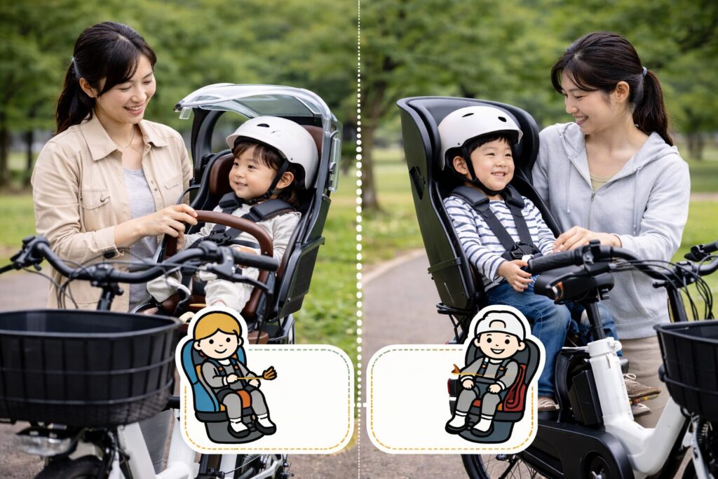 前乗せ後ろ乗せ年齢体重のイメージ画像