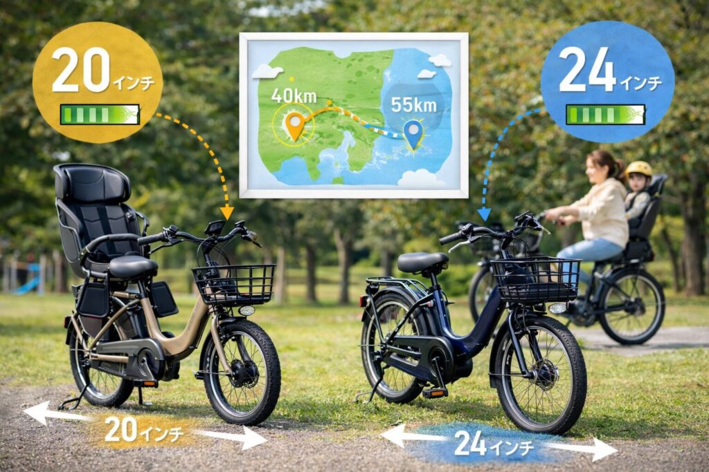 20インチ24インチ航続距離比較のイメージ画像