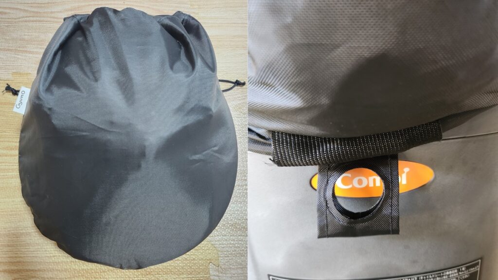 収納袋やロック穴の実際の写真