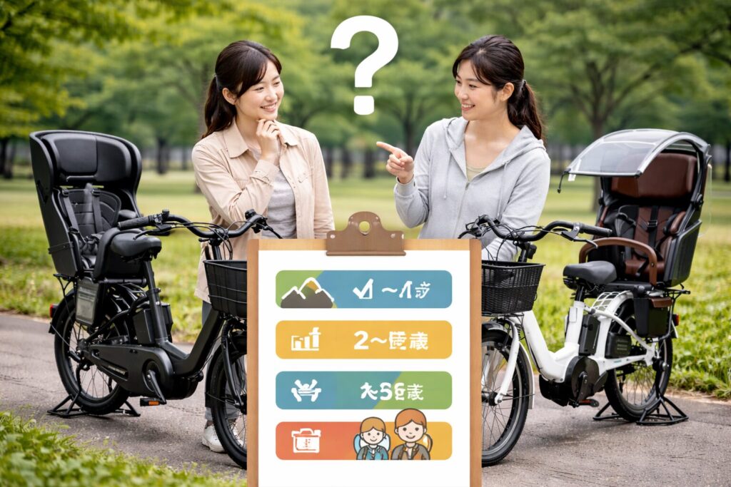 子乗せ電動自転車はヤマハかパナソニックどっちがいいか選び方のイメージ画像