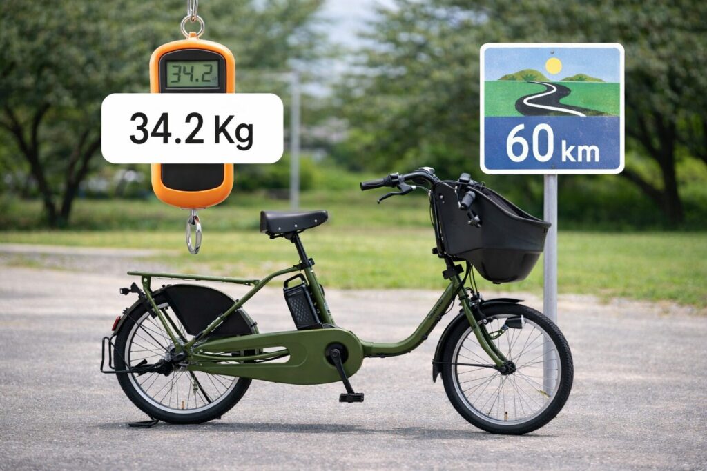 ビッケモブddの重量と走行距離のイメージ画像