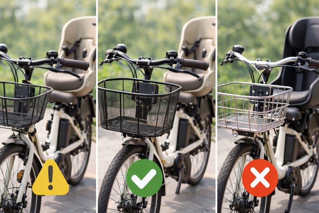 ギュットの前カゴ比較と失敗回避のイメージ画像