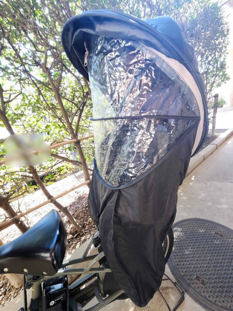 実際につけてみたレインカバーの写真
