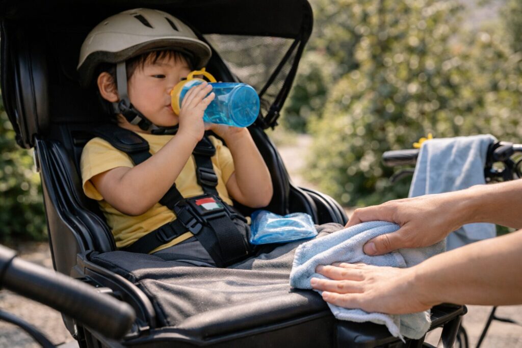 自転車チャイルドシートの暑さ対策を実践する方法のイメージ画像