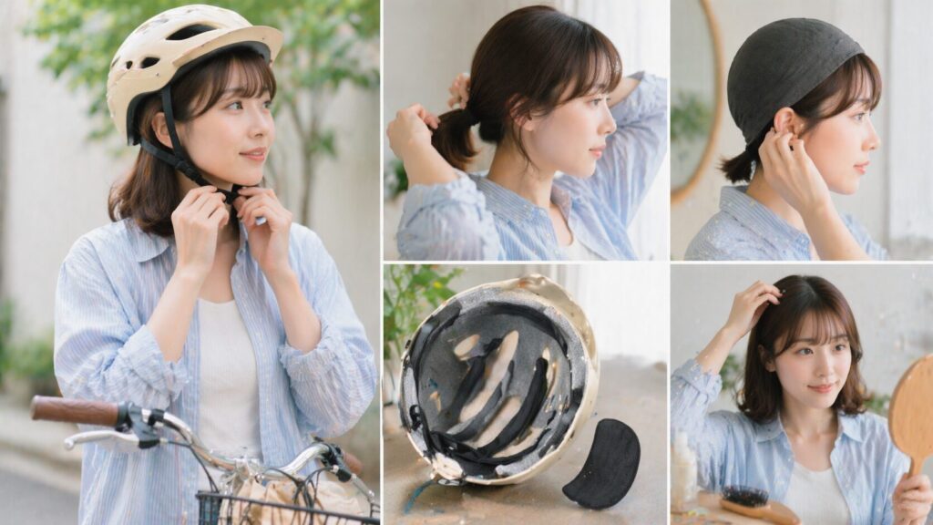 ヘルメットで髪型崩れる悩み対策のイメージ画像