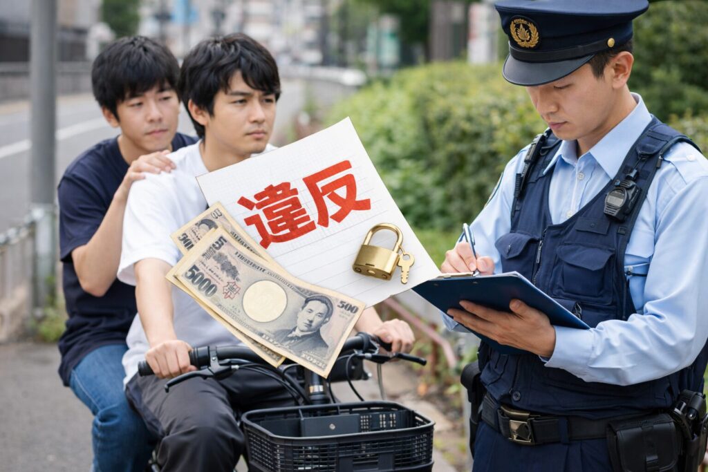 二人乗り違反の罰金と反則金のイメージ画像