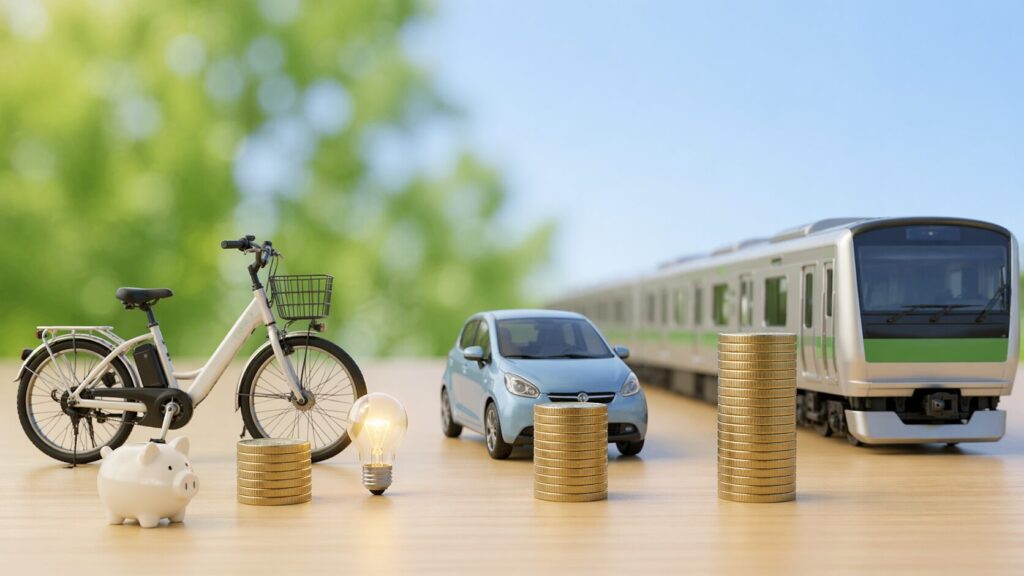 車や電車とのコスト比較のイメージ画像