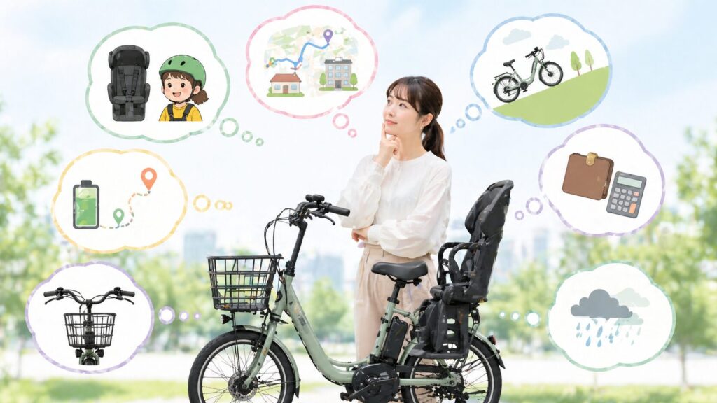 子乗せ電動自転車人気ランキングを見た後の選び方のイメージ画像