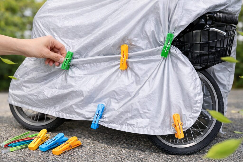 洗濯バサミで簡単固定する方法のイメージ画像