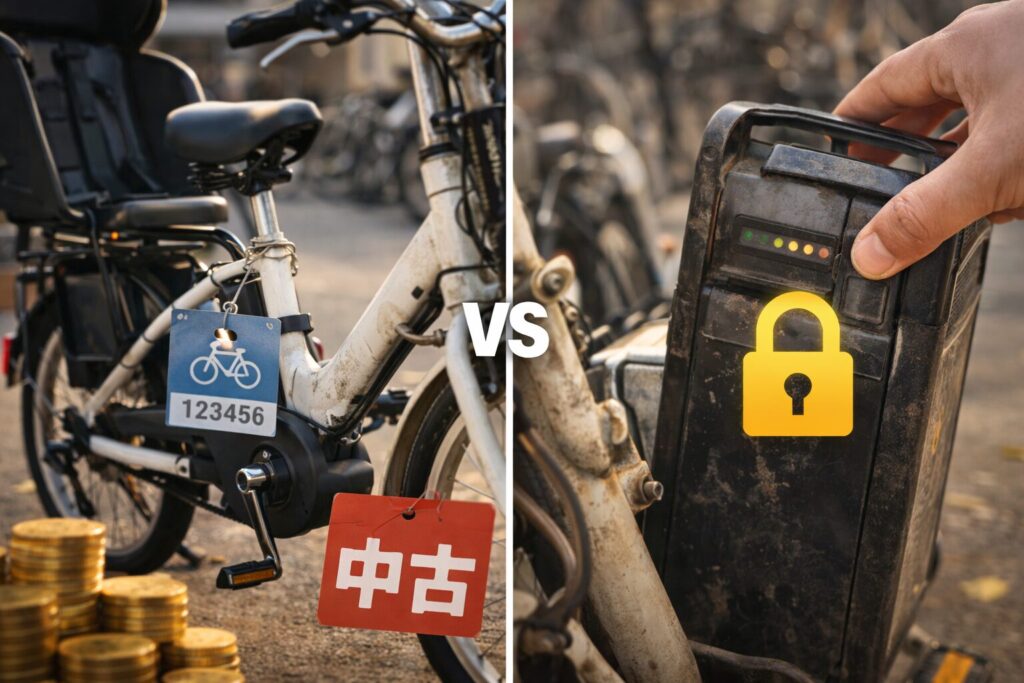 中古電動自転車の注意点と防犯登録やバッテリーのイメージ画像
