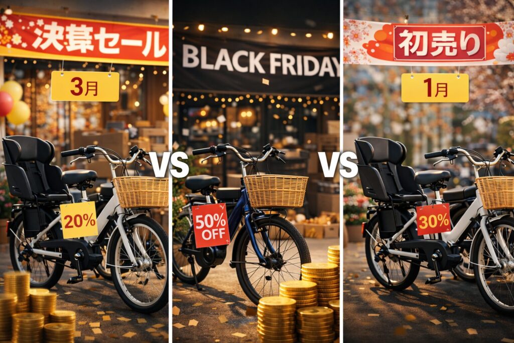 電動自転車が安くなる時期の比較のイメージ画像
