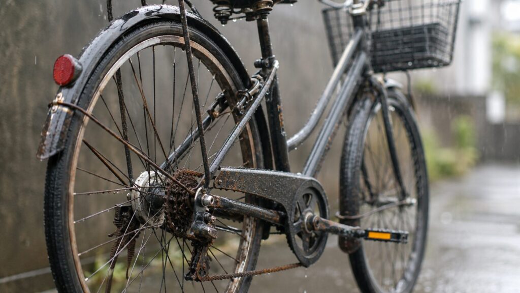 自転車の雨ざらしで起こる劣化のイメージ画像