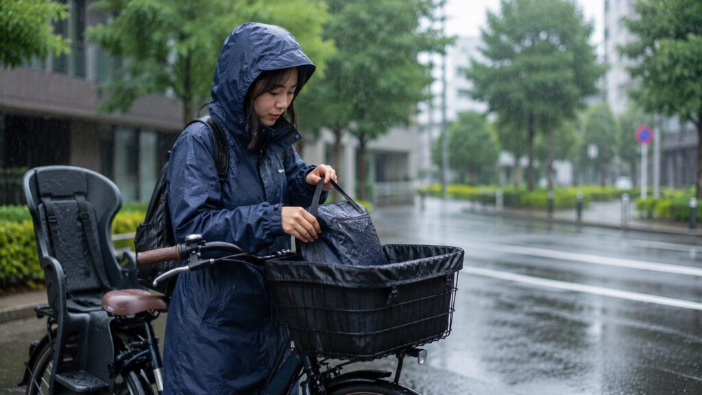 雨の日、自転車の荷物どうしてるか対策のイメージ画像