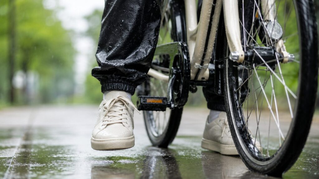 雨の自転車で靴を濡らさない方法のイメージ画像