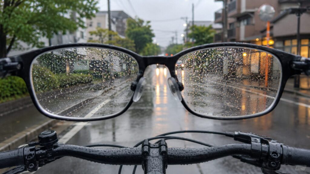 自転車で雨の日にメガネを快適に使う方法のイメージ画像