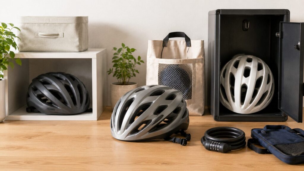 自転車ヘルメットをどこに置くか迷う時の判断基準のイメージ画像