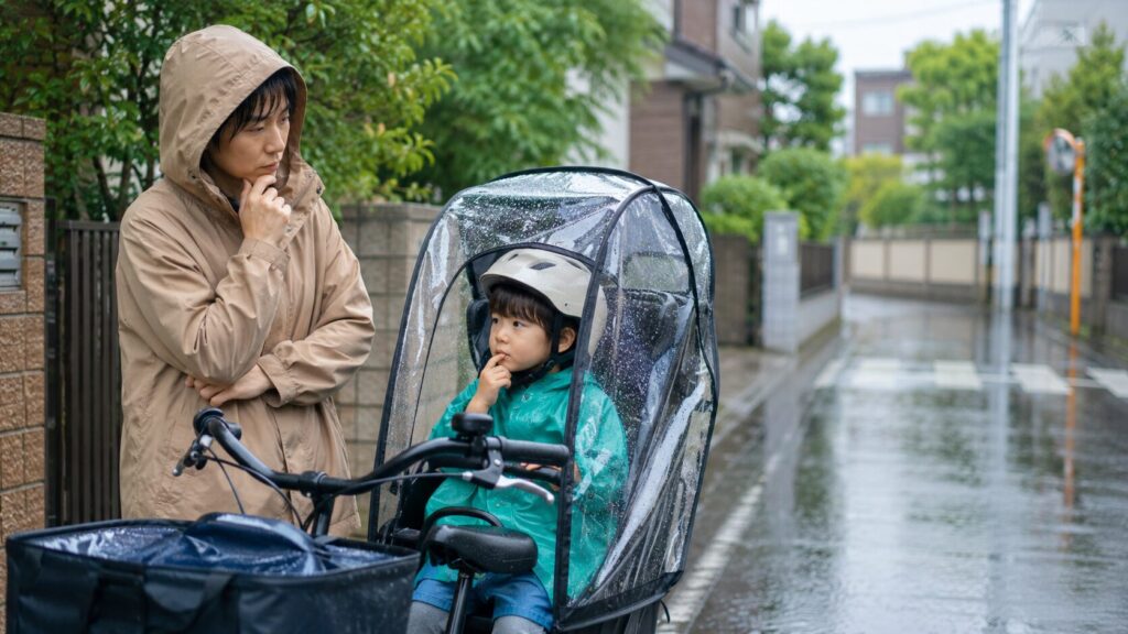 保育園の自転車送迎、雨の日の判断おイメージ画像