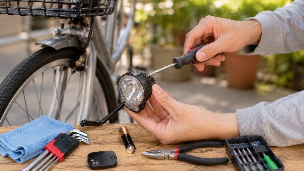 自転車ライトがつかない時の直し方のイメージ画像