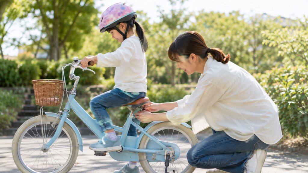 自転車サイズとサドル調整方法のイメージ画像