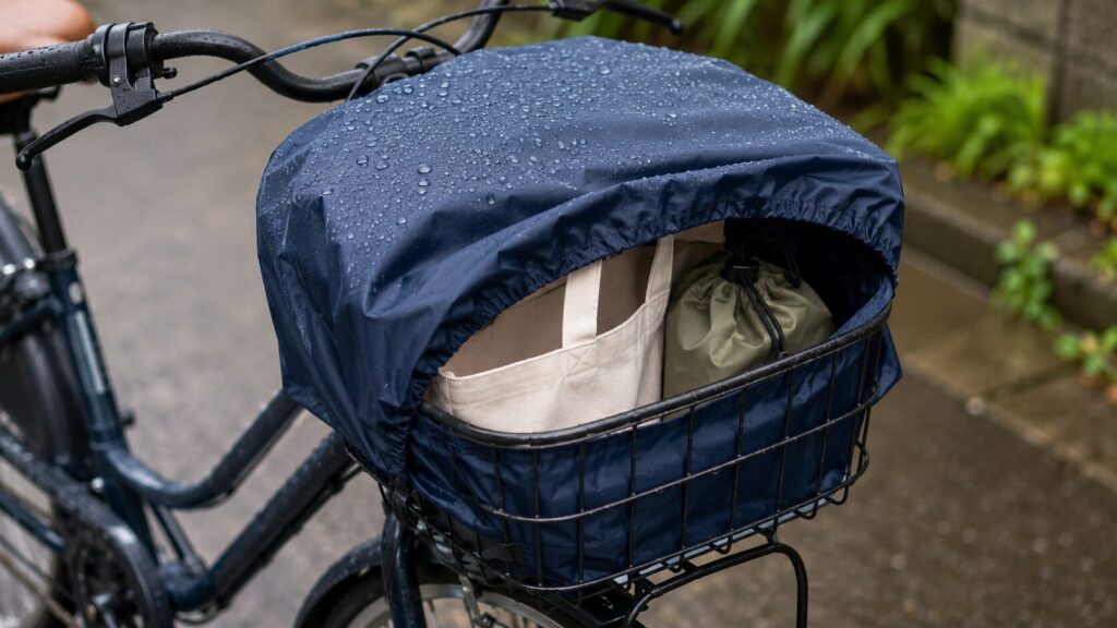 前かごと荷物を濡らさない方法のイメージ画像