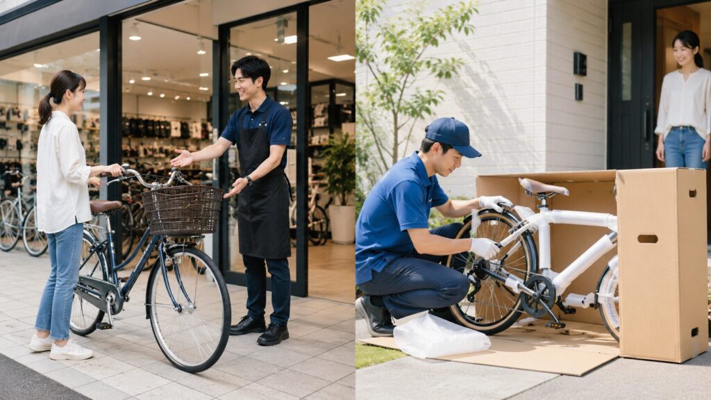 店舗受け取りと配送の違いのイメージ画像