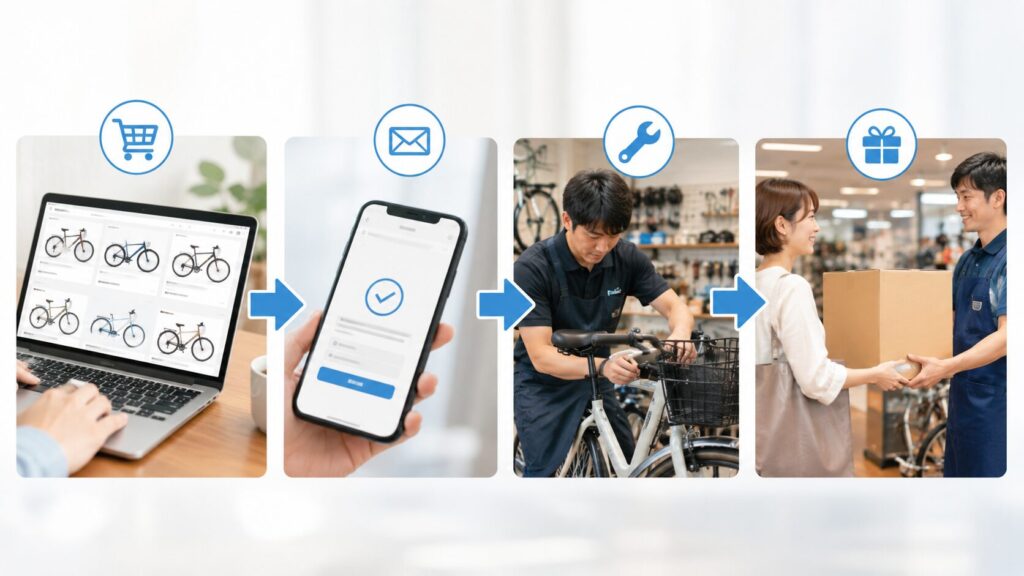 ネット通販と店舗受け取りの流れのイメージ画像